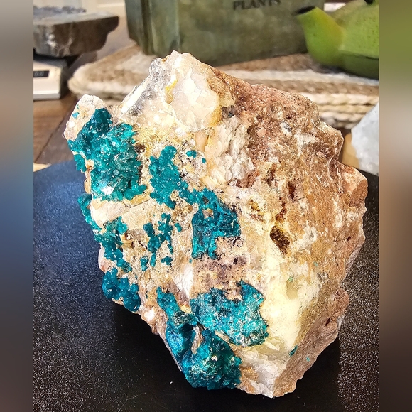 Dioptase with Optic Calcite And Tourmaline-UV Reactive 3.3 X 3.1 - Picture 13 of 15
